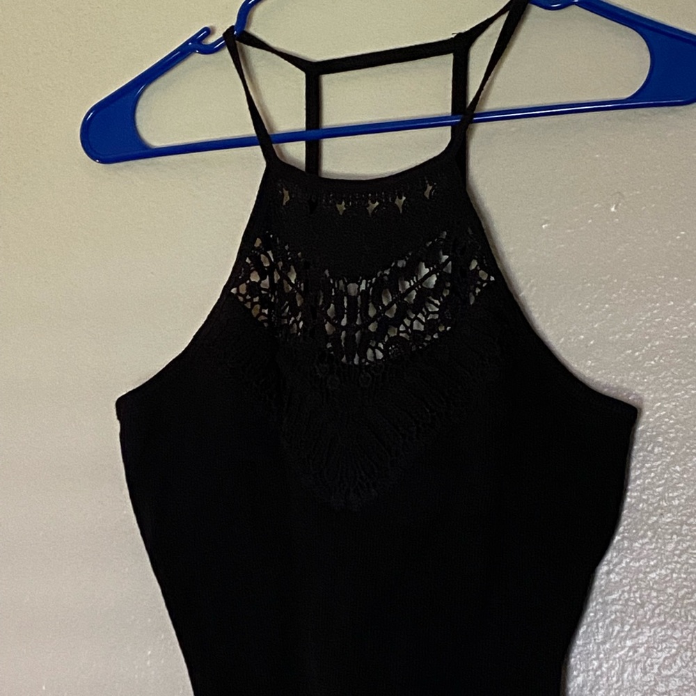 black detailed top